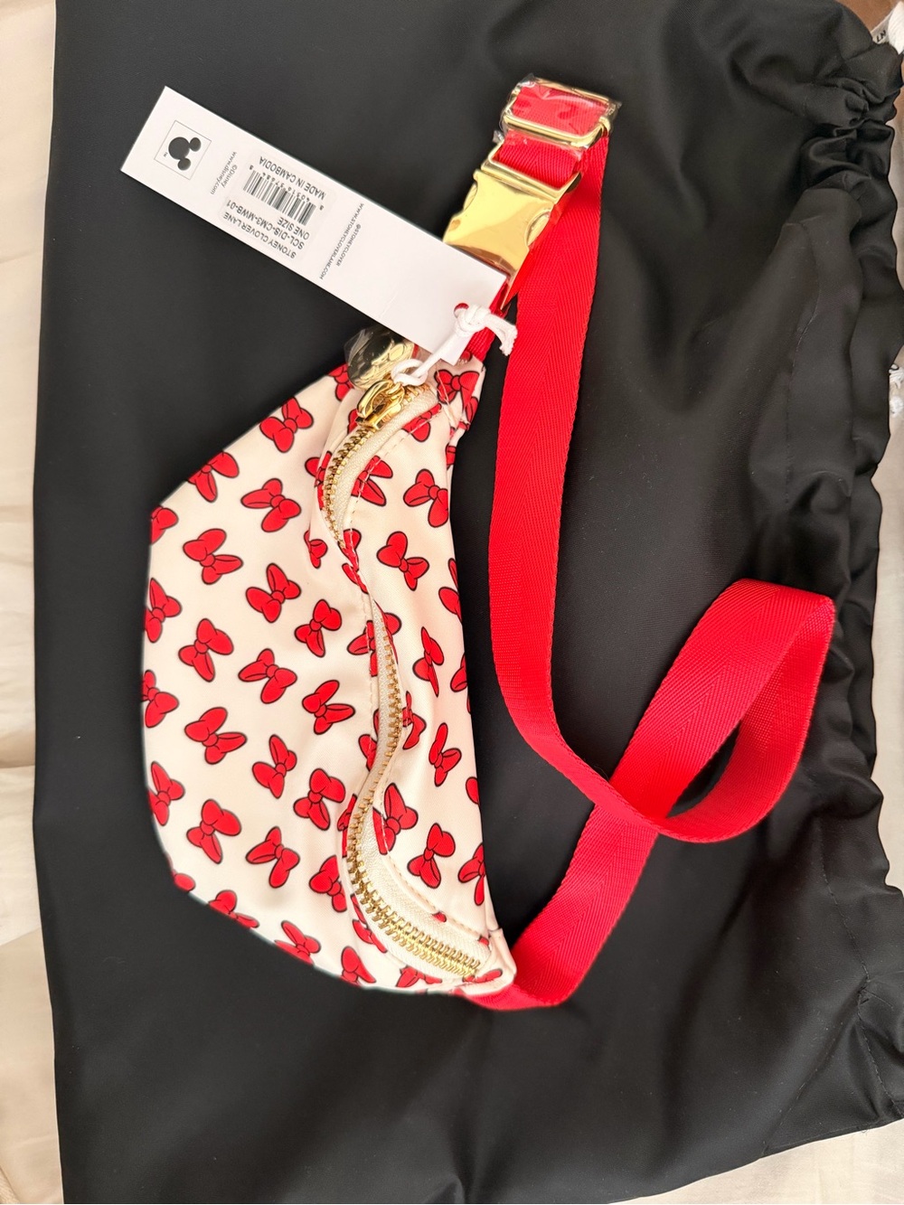 Disney Stoney clover Red Bow Print Crossbody Belt Bag